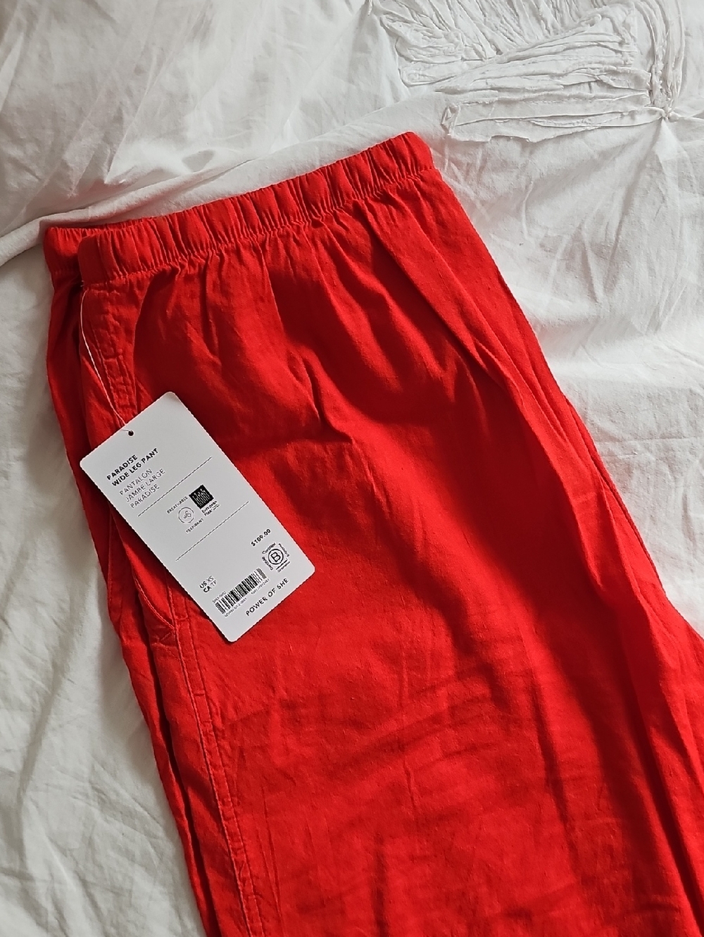 Athleta Paradise Linen-Blend Wide-Leg Pants - Red, XS (Runs Big/ Fits S/M) - Picture 3 of 4